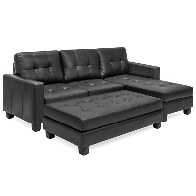 Best Choice Products Tufted Faux Leather 3-Seat L-Shape Sectional Sofa