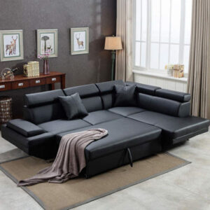 FDW Sectional Sofa Leather Sleeper
