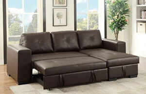 Poundex Bobkona Nathan Faux Leather SECTIONAL with Pull-Out Bed