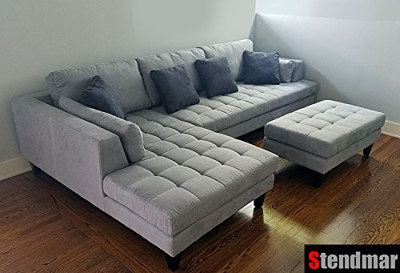 Stendmar Fabric Sectional Sofa Chaise Ottoman S168LG